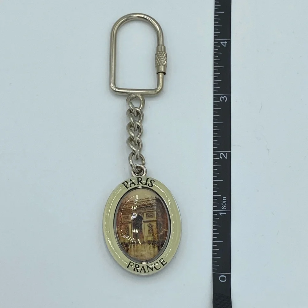 Paris France Silver Spinning Keychain - Picture 5 of 6